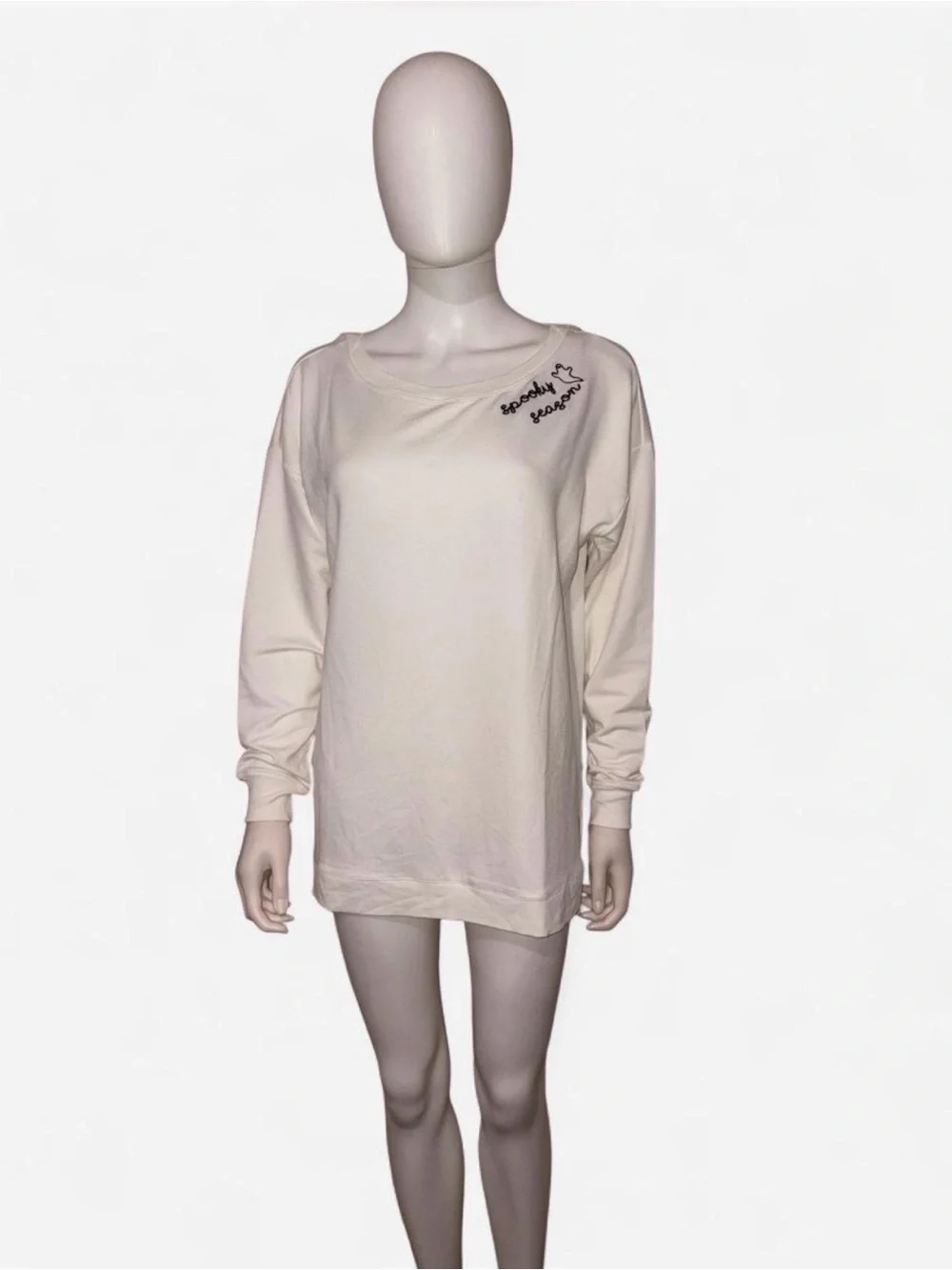 Cynthia Rowley Cream Long Sleeve Pullover with Embroidered Accent